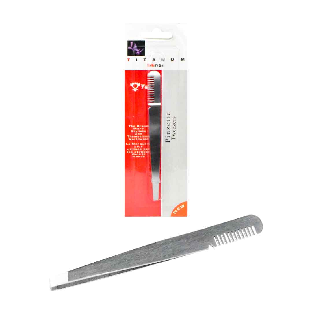 Pinza cejas con peine titanium