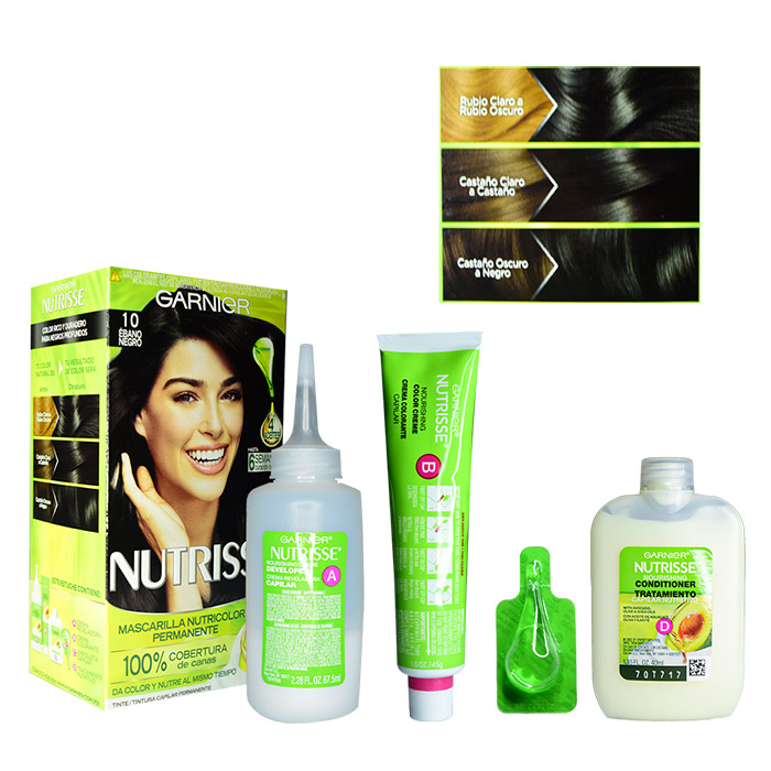 Tinte para cabello garnier nutrisse ebano negro 10