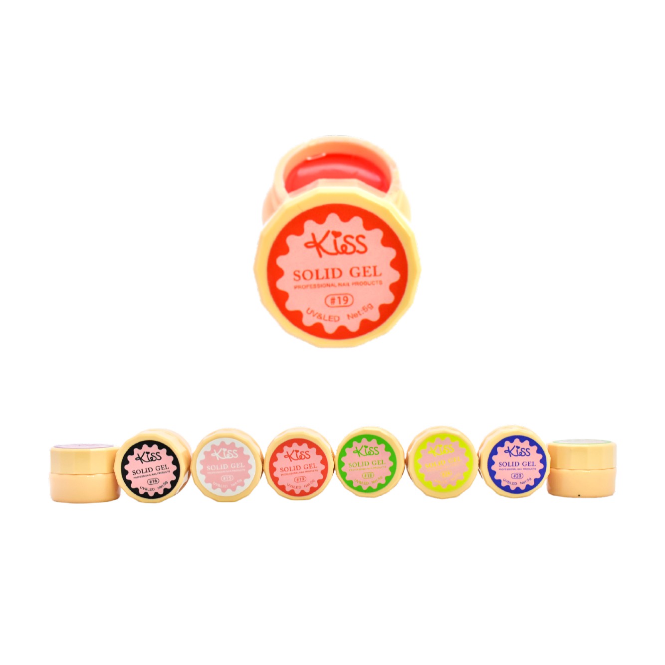 Gel sólido UV led Kiss 5g presentación frasco color piel - Imagen 2