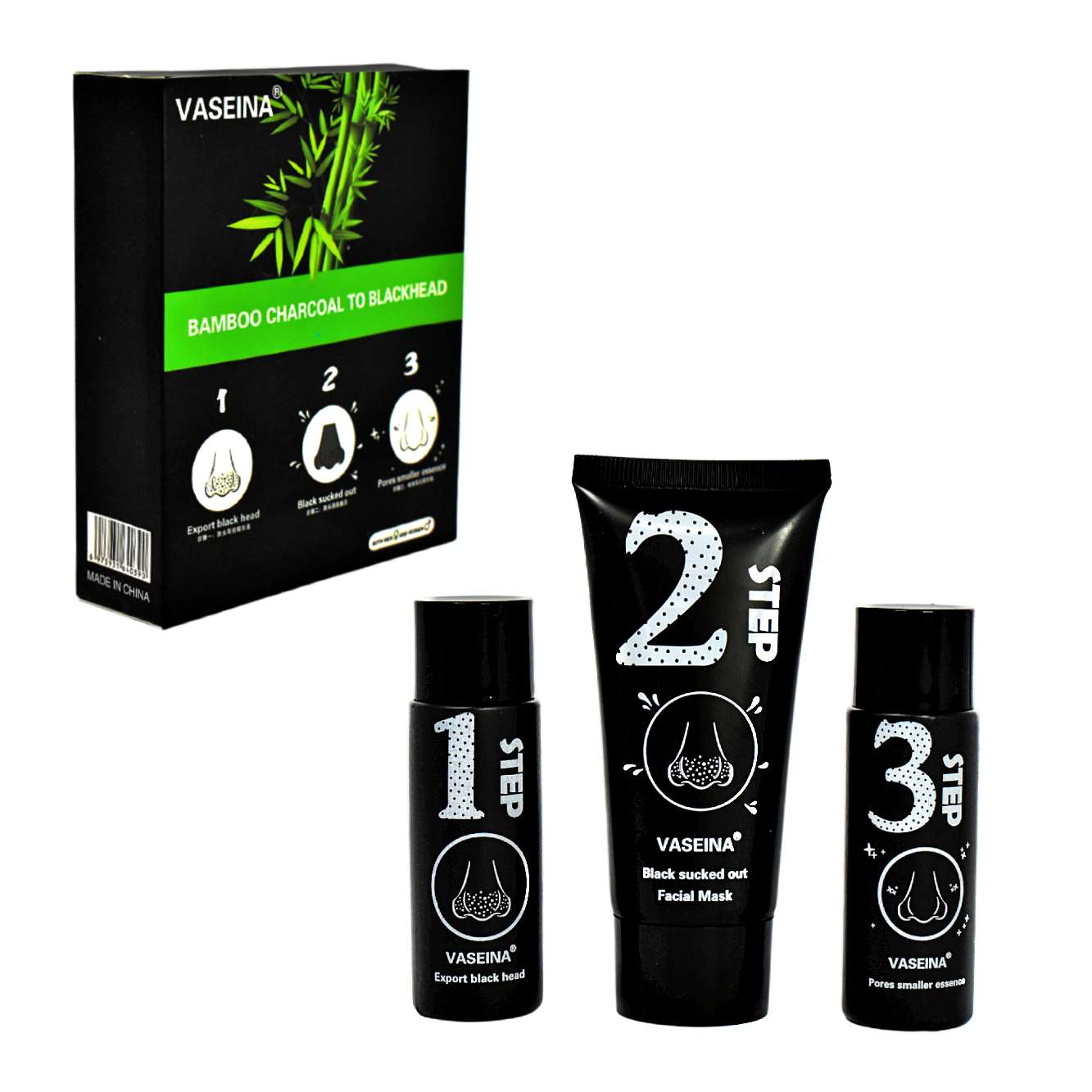 Set de mascarilla para nariz de 3 pasos de carbón Vaseina
