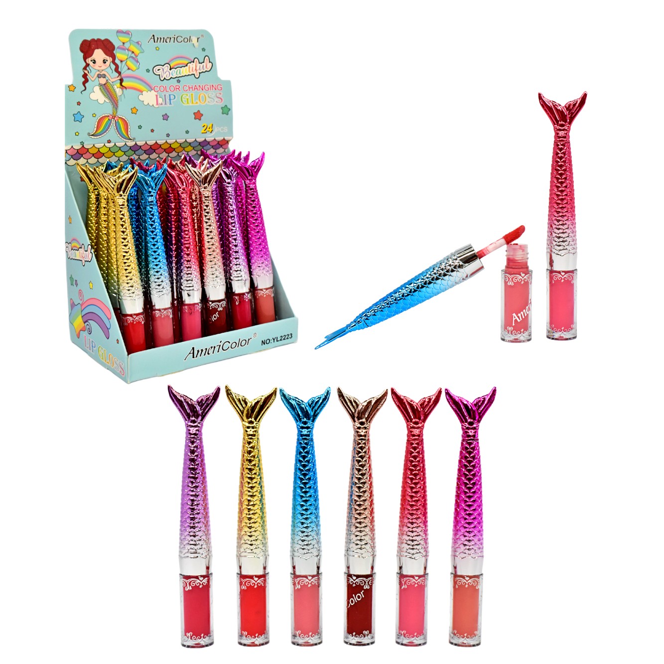 Labial líquido presentación cola de sirena Color Changing AmeriColor