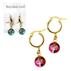 Aretes con Diseño de Argolla con Perla Stainless Steel