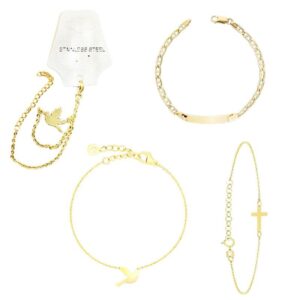 Pulseras con Dijes Surtidos en Color Dorado Stainless Steel
