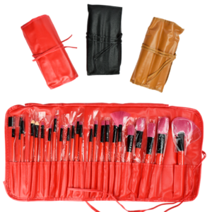 Set De Brochas De 24U En Estuche De Cuero Sintetico