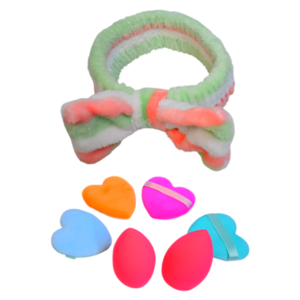 Set de Bandita, Esponjas y Borlas para Cuidado Facial