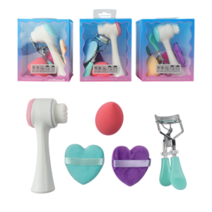 Set de esponja, borlas cepillo facial y curlash
