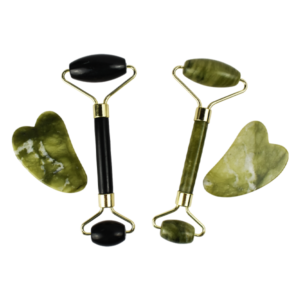 Rodillo y guasha de jade colores surtidos caja transparente