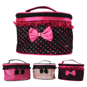 Cosmetiqueras con Diseños de Puntos en Tonos Rosados